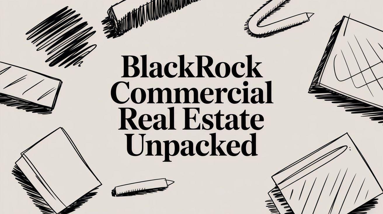 An architectural blueprint overlaid with digital data charts, representing BlackRock's data-driven commercial real estate strategy.