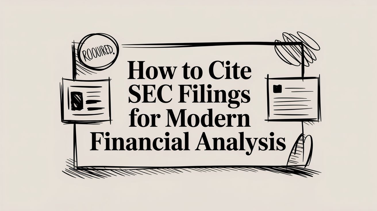 Guide to citing SEC filings with proper identifiers and data lineage.