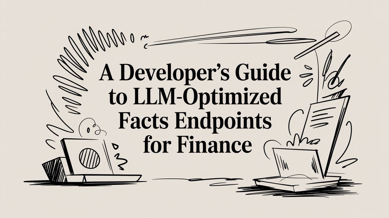 LLM-optimized facts endpoints data flow diagram showing database to verified insights.