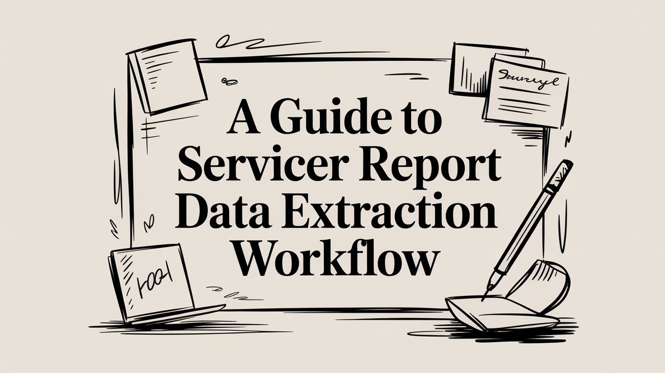 Servicer report data extraction workflow diagram showing PDF parsing to structured data.