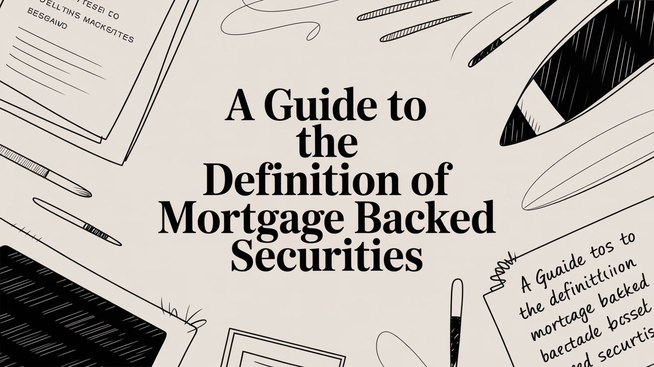 MBS process diagram showing houses pooled into bonds distributed to investors.