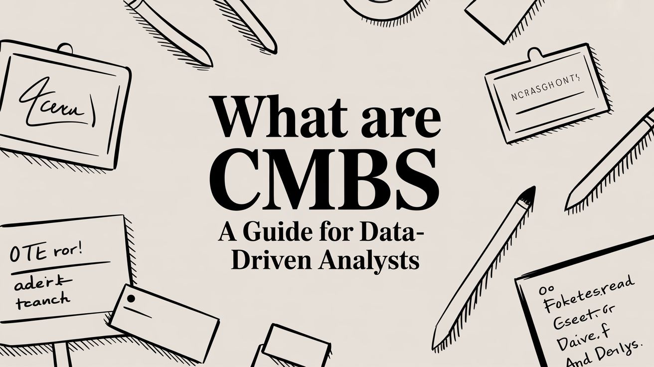 A data visualization showing the flow of CMBS data from loan tapes to structured insights, with connections between filings, deals, and performance metrics.