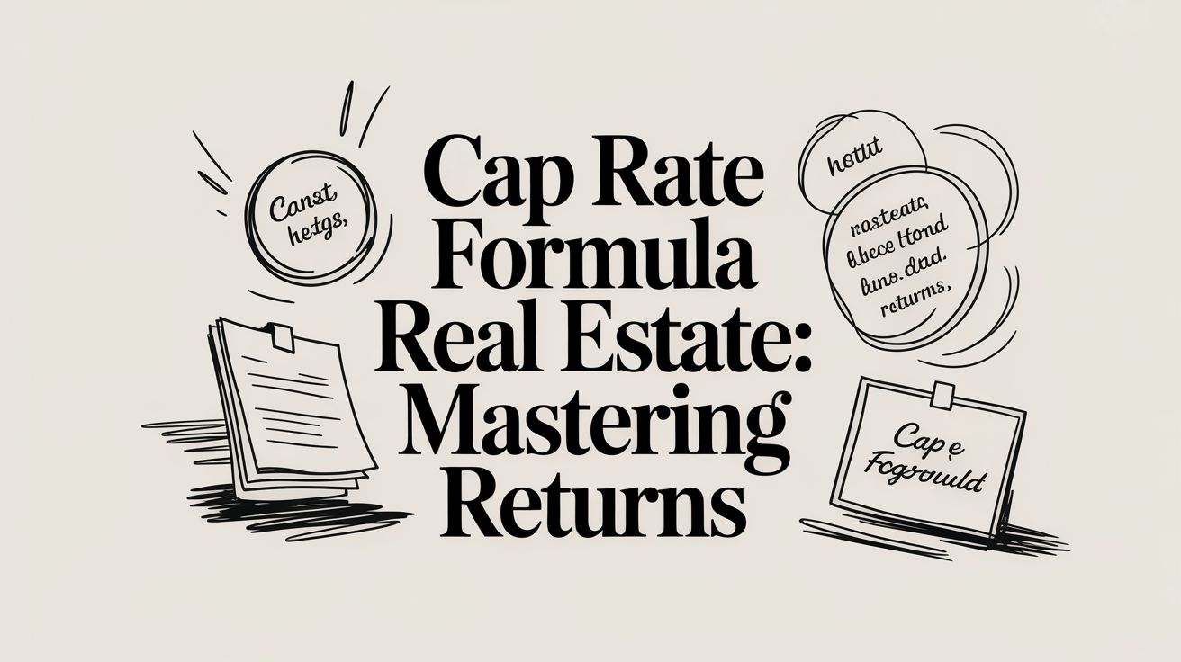 Financial calculator and real estate analysis tools demonstrating cap rate formula calculation.